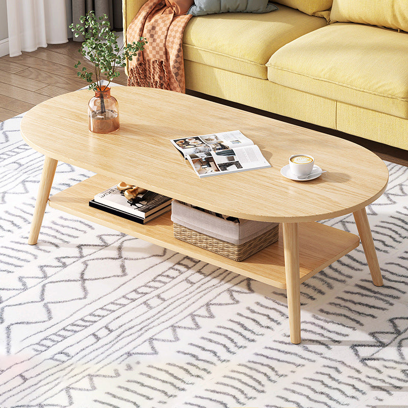 Wood Coffee Table Modern Single Coffee Table with with Storage Drawers 39"L x 20"W x 17"H Wood Oval Clearhalo 'Coffee & Accent Tables' 'Coffee Tables' 'coffee_tables' 'furn' 'furn_coffee_tables' 'Furniture' 'Living Room Furniture' 7141605