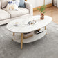 Wood Coffee Table Modern Single Coffee Table with with Storage Drawers 35.5"L x 20"W x 16.5"H White-Gray Free Form Clearhalo 'Coffee & Accent Tables' 'Coffee Tables' 'coffee_tables' 'furn' 'furn_coffee_tables' 'Furniture' 'Living Room Furniture' 7141608