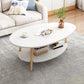 Wood Coffee Table Modern Single Coffee Table with with Storage Drawers 35.5"L x 20"W x 16.5"H White Free Form Clearhalo 'Coffee & Accent Tables' 'Coffee Tables' 'coffee_tables' 'furn' 'furn_coffee_tables' 'Furniture' 'Living Room Furniture' 7141609