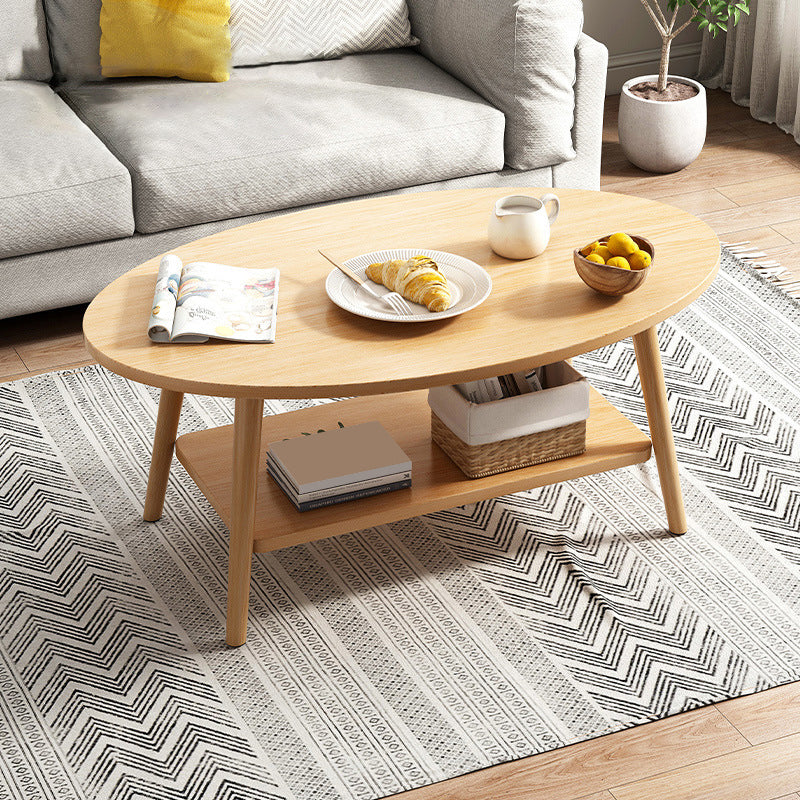 Wood Coffee Table Modern Single Coffee Table with with Storage Drawers 39"L x 20"W x 17"H Wood Round Oval Clearhalo 'Coffee & Accent Tables' 'Coffee Tables' 'coffee_tables' 'furn' 'furn_coffee_tables' 'Furniture' 'Living Room Furniture' 7141610