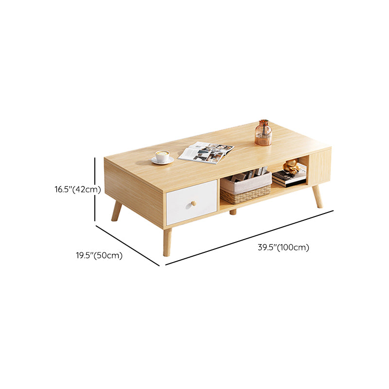 Wood Coffee Table Modern Single Coffee Table with with Storage Drawers Clearhalo 'Coffee & Accent Tables' 'Coffee Tables' 'coffee_tables' 'furn' 'furn_coffee_tables' 'Furniture' 'Living Room Furniture' 7141619