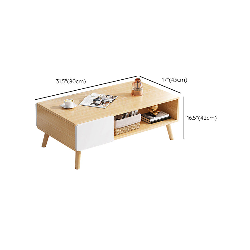 Wood Coffee Table Modern Single Coffee Table with with Storage Drawers Clearhalo 'Coffee & Accent Tables' 'Coffee Tables' 'coffee_tables' 'furn' 'furn_coffee_tables' 'Furniture' 'Living Room Furniture' 7141620
