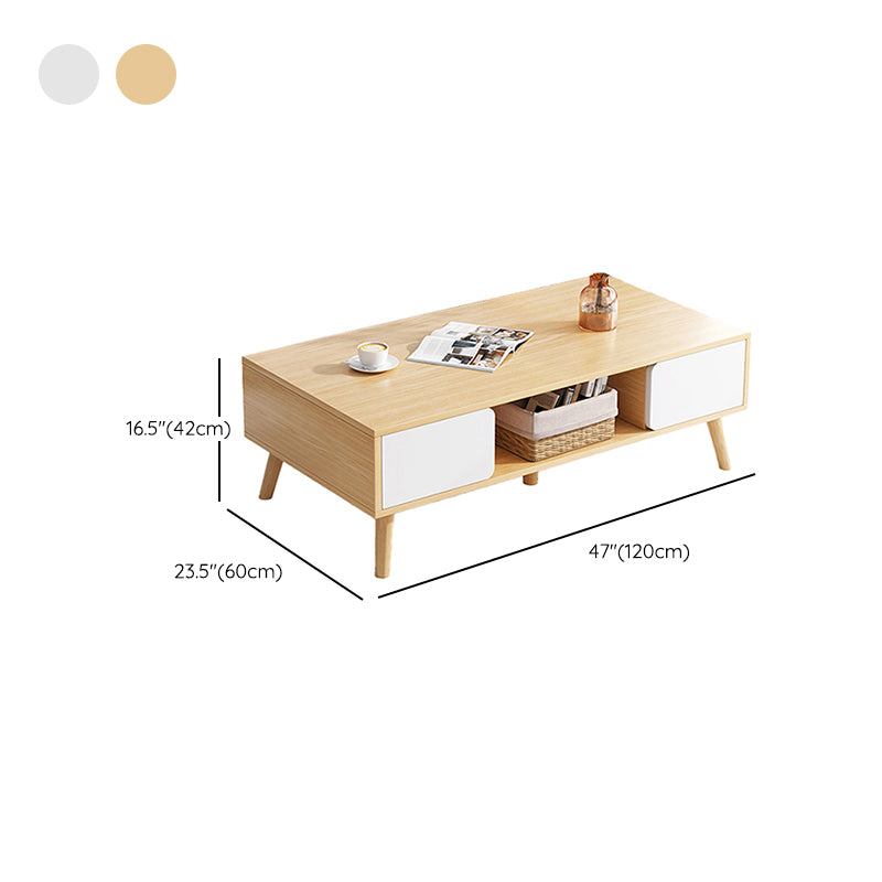 Wood Coffee Table Modern Single Coffee Table with with Storage Drawers Clearhalo 'Coffee & Accent Tables' 'Coffee Tables' 'coffee_tables' 'furn' 'furn_coffee_tables' 'Furniture' 'Living Room Furniture' 7141621