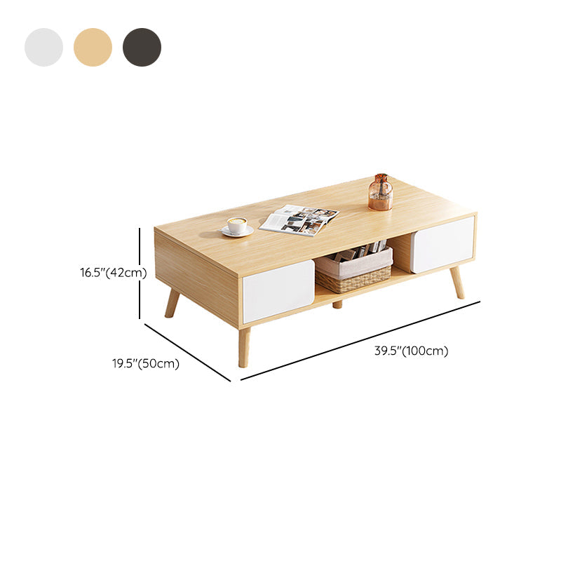 Wood Coffee Table Modern Single Coffee Table with with Storage Drawers Clearhalo 'Coffee & Accent Tables' 'Coffee Tables' 'coffee_tables' 'furn' 'furn_coffee_tables' 'Furniture' 'Living Room Furniture' 7141622