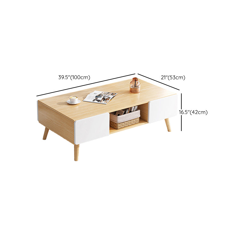 Wood Coffee Table Modern Single Coffee Table with with Storage Drawers Clearhalo 'Coffee & Accent Tables' 'Coffee Tables' 'coffee_tables' 'furn' 'furn_coffee_tables' 'Furniture' 'Living Room Furniture' 7141624