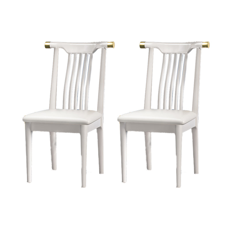 Wood Side Dining Chairs Modern Style Slat Back Armless Chair