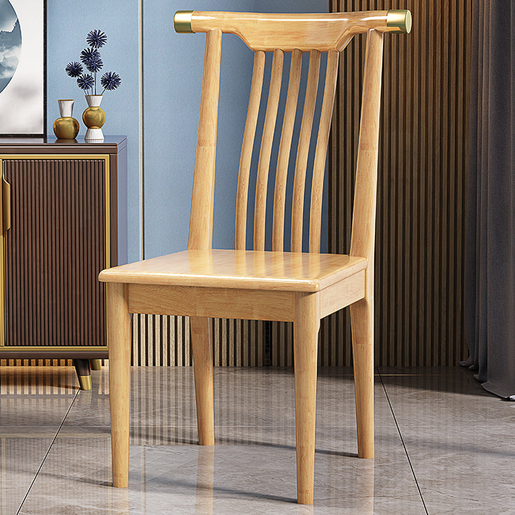 Wood Side Dining Chairs Modern Style Slat Back Armless Chair