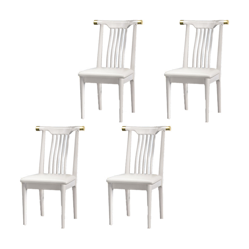 Wood Side Dining Chairs Modern Style Slat Back Armless Chair