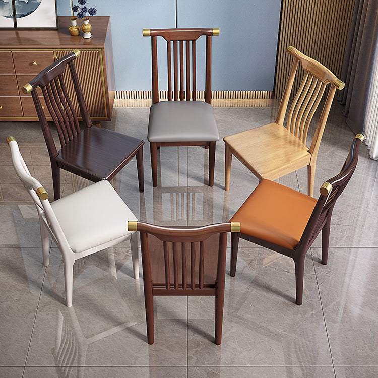 Wood Side Dining Chairs Modern Style Slat Back Armless Chair