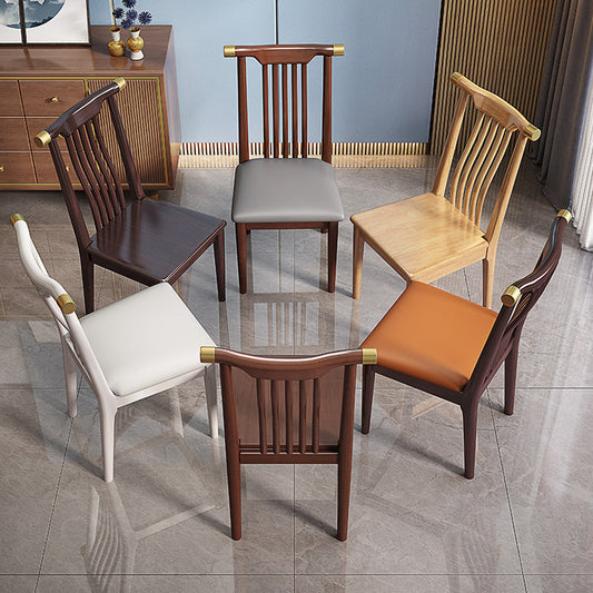 Wood Side Dining Chairs Modern Style Slat Back Armless Chair