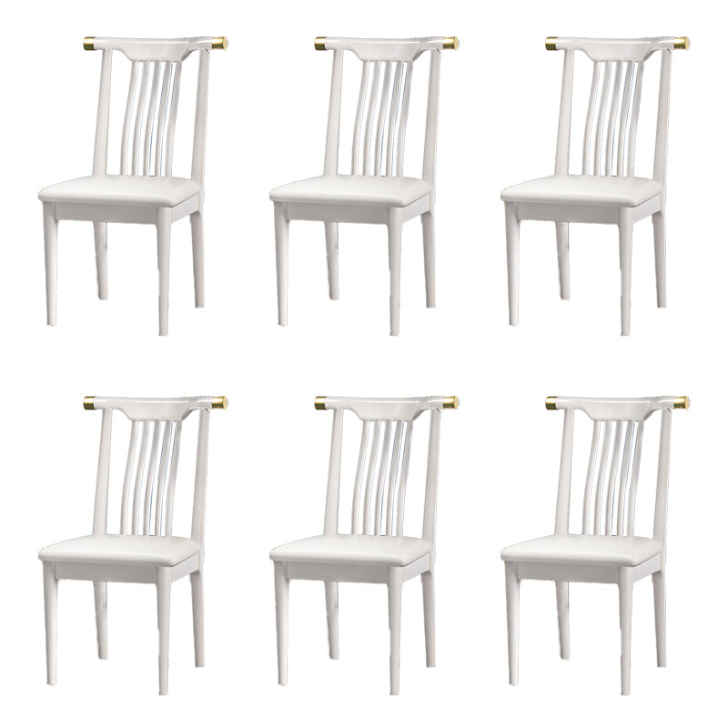Wood Side Dining Chairs Modern Style Slat Back Armless Chair