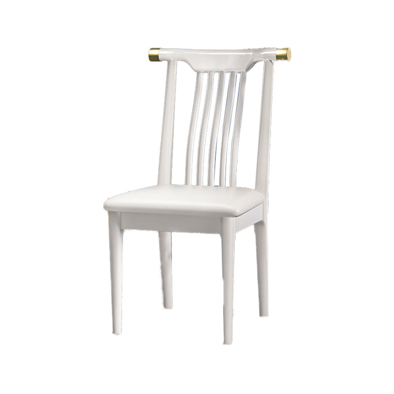 Wood Side Dining Chairs Modern Style Slat Back Armless Chair