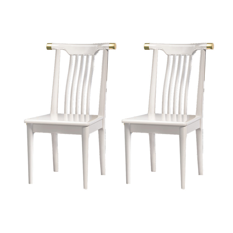 Wood Side Dining Chairs Modern Style Slat Back Armless Chair