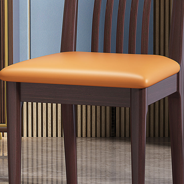 Wood Side Dining Chairs Modern Style Slat Back Armless Chair