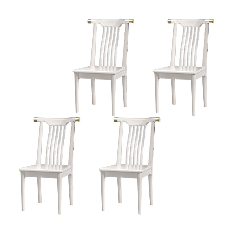 Wood Side Dining Chairs Modern Style Slat Back Armless Chair
