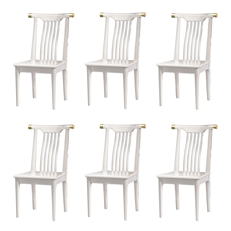 Wood Side Dining Chairs Modern Style Slat Back Armless Chair