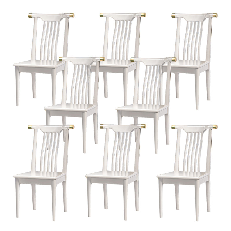 Wood Side Dining Chairs Modern Style Slat Back Armless Chair