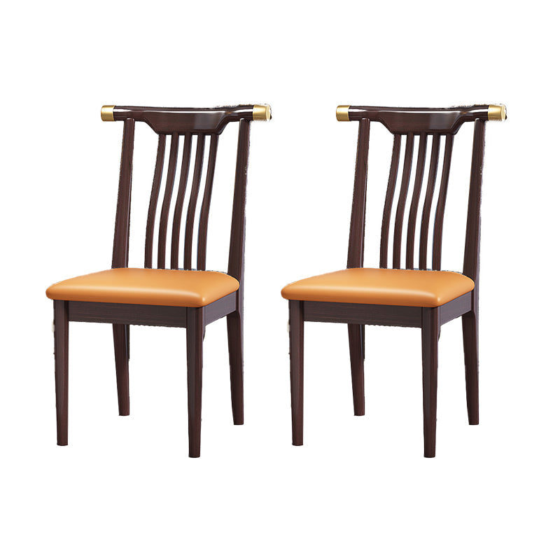 Wood Side Dining Chairs Modern Style Slat Back Armless Chair