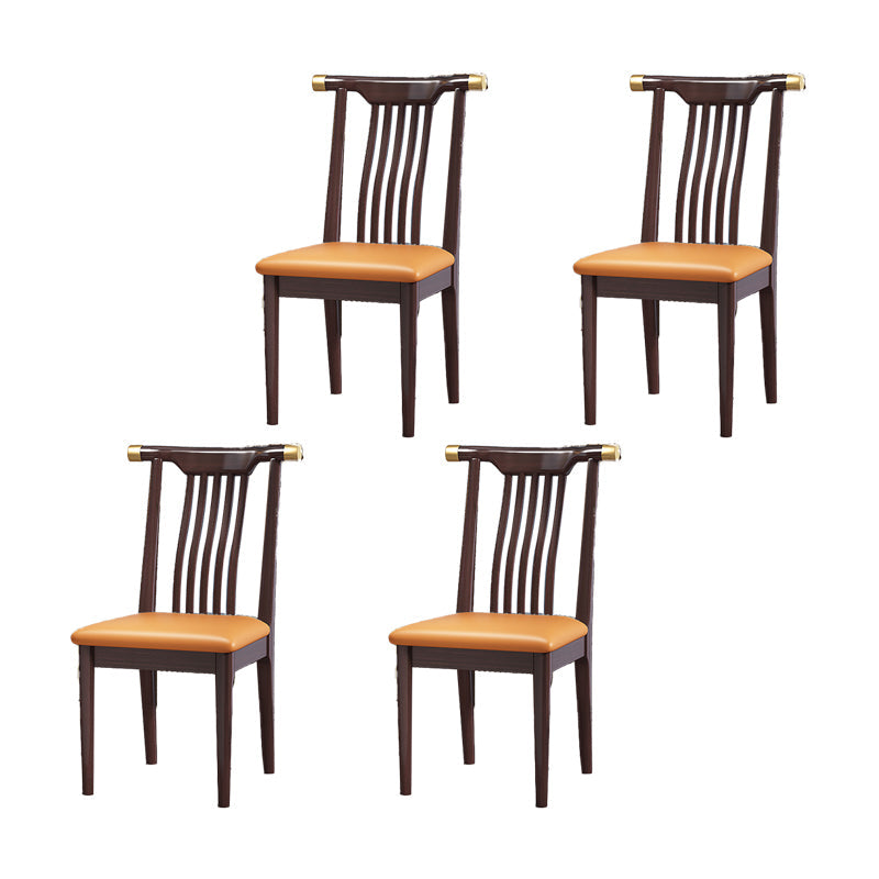 Wood Side Dining Chairs Modern Style Slat Back Armless Chair