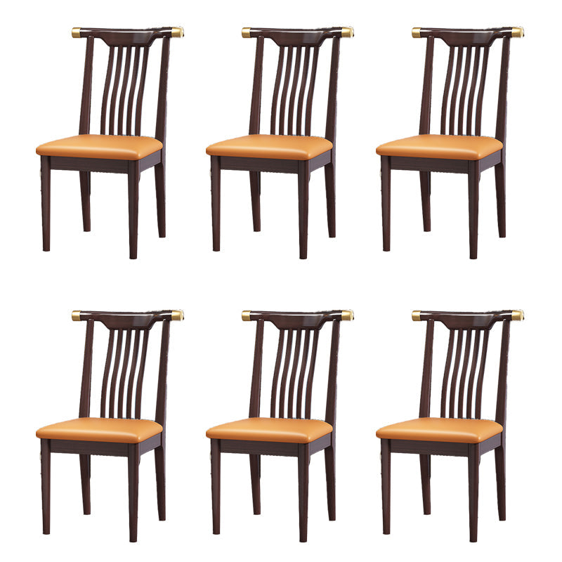 Wood Side Dining Chairs Modern Style Slat Back Armless Chair
