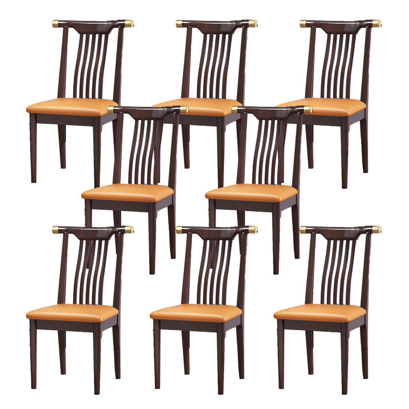 Wood Side Dining Chairs Modern Style Slat Back Armless Chair