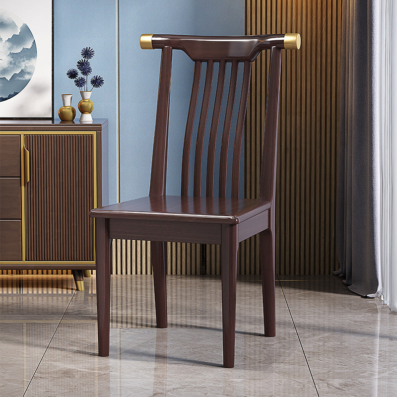 Wood Side Dining Chairs Modern Style Slat Back Armless Chair