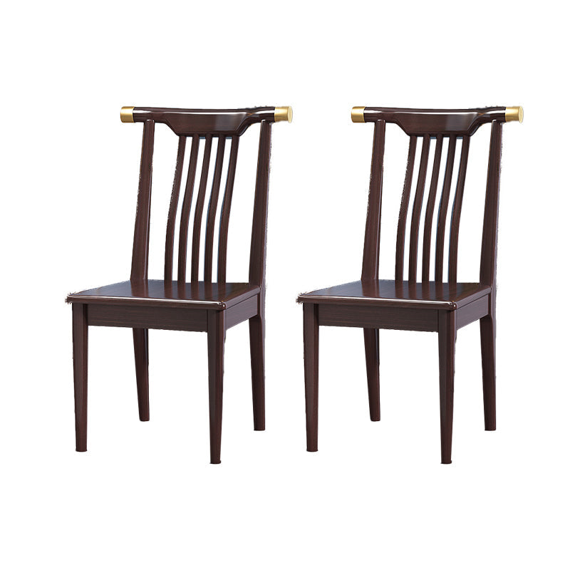 Wood Side Dining Chairs Modern Style Slat Back Armless Chair