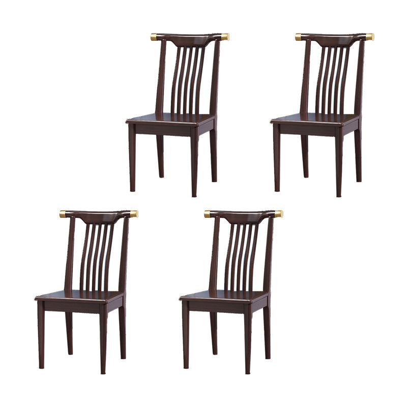 Wood Side Dining Chairs Modern Style Slat Back Armless Chair