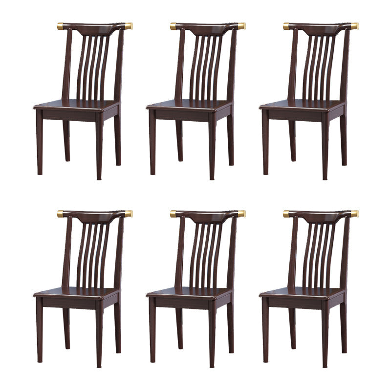 Wood Side Dining Chairs Modern Style Slat Back Armless Chair