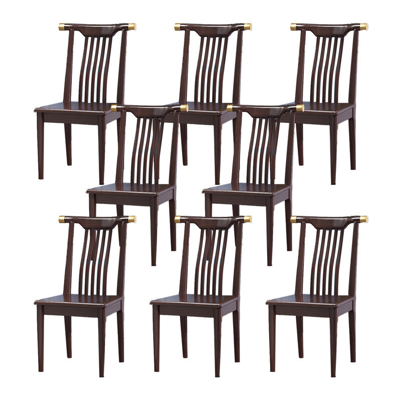 Wood Side Dining Chairs Modern Style Slat Back Armless Chair
