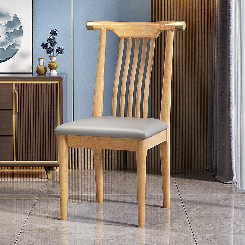 Wood Side Dining Chairs Modern Style Slat Back Armless Chair