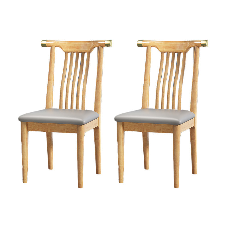 Wood Side Dining Chairs Modern Style Slat Back Armless Chair