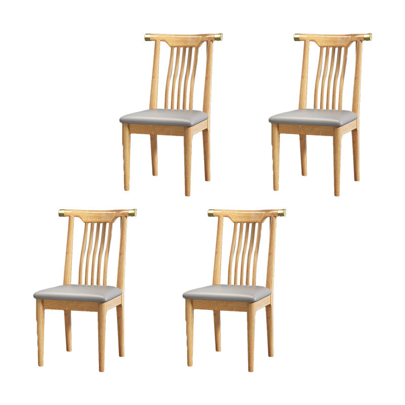 Wood Side Dining Chairs Modern Style Slat Back Armless Chair