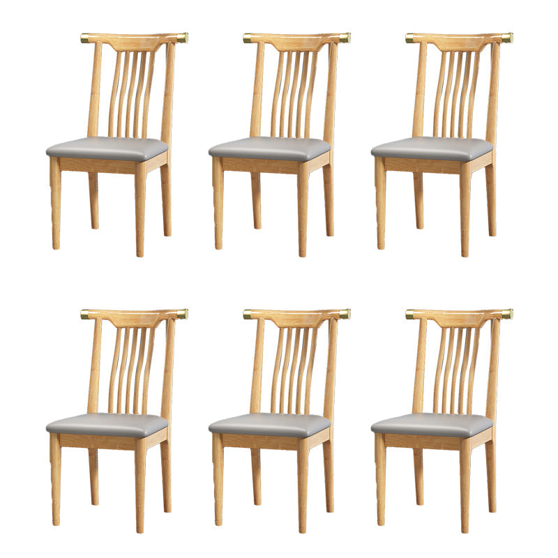 Wood Side Dining Chairs Modern Style Slat Back Armless Chair