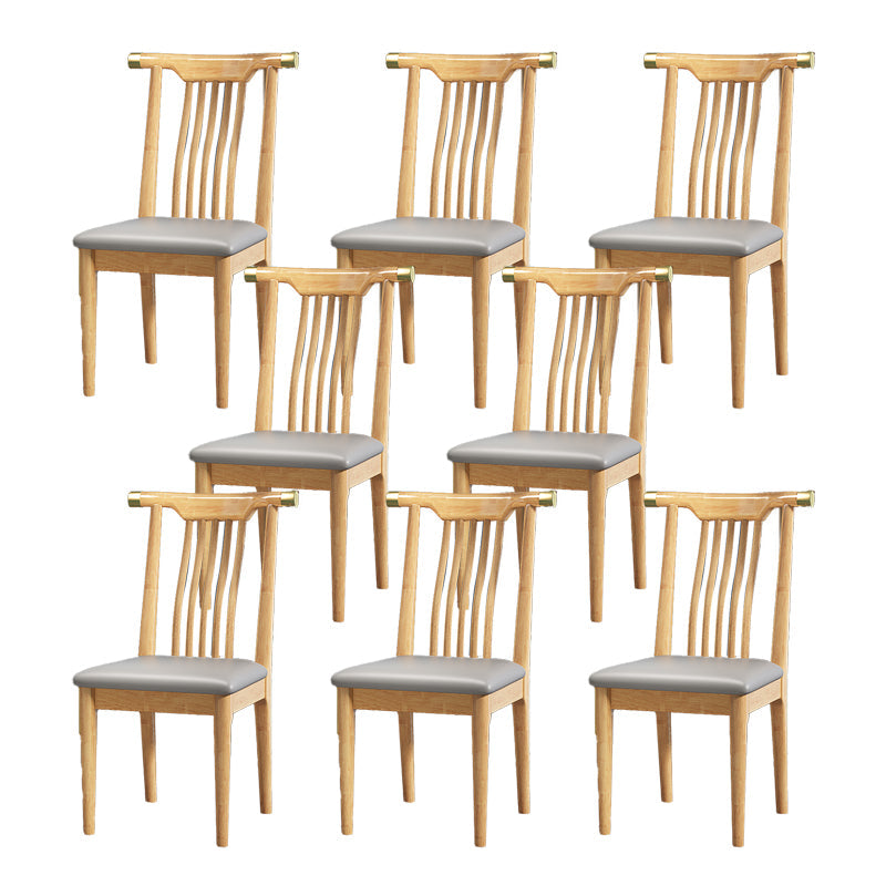 Wood Side Dining Chairs Modern Style Slat Back Armless Chair