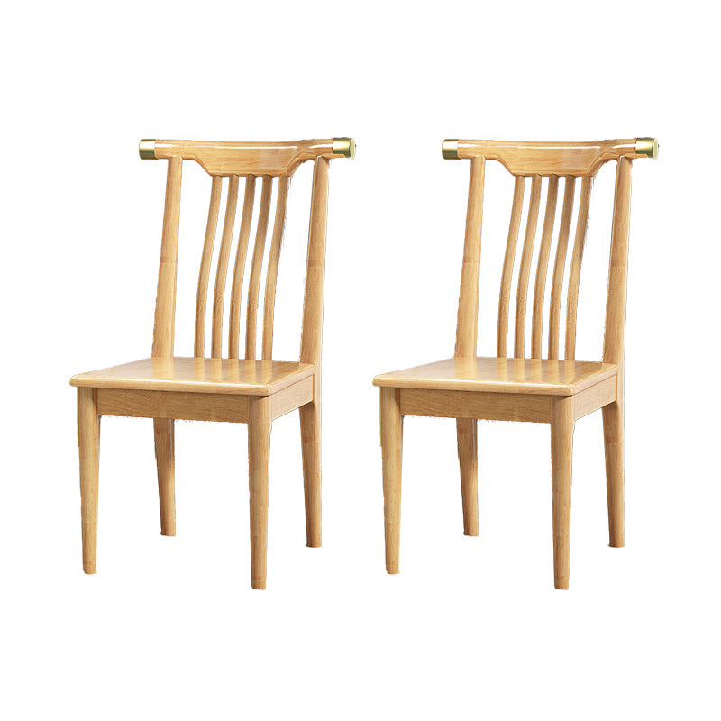 Wood Side Dining Chairs Modern Style Slat Back Armless Chair