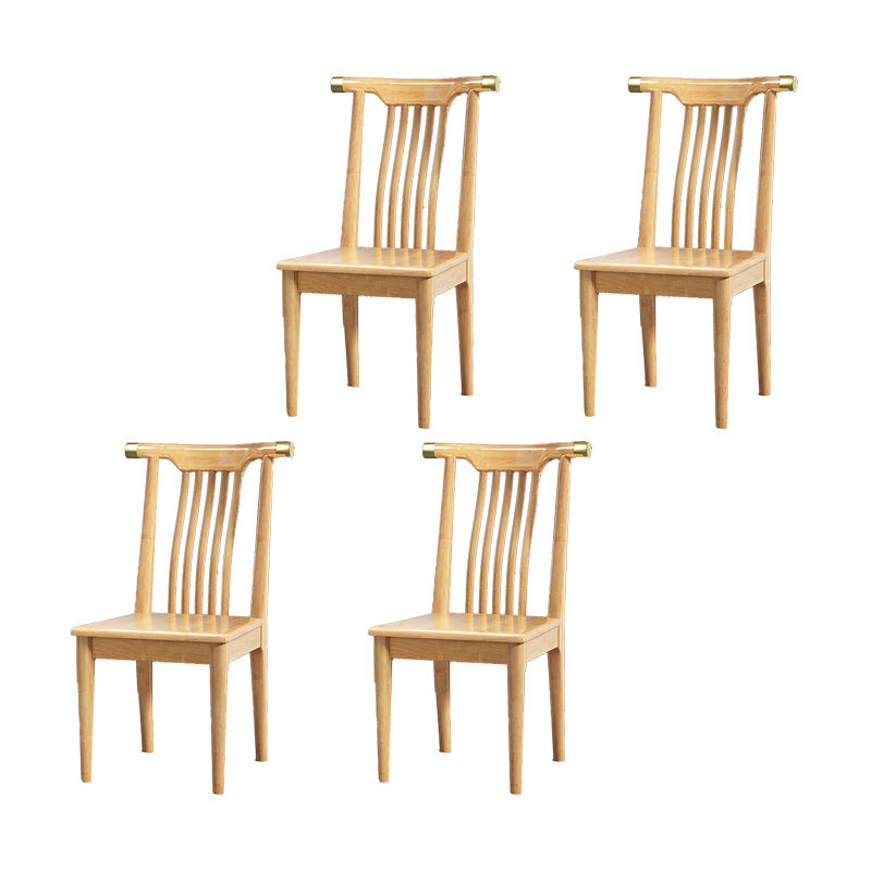 Wood Side Dining Chairs Modern Style Slat Back Armless Chair