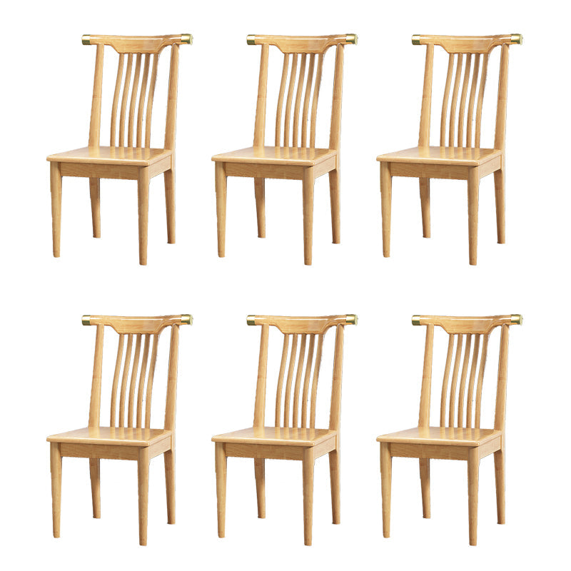 Wood Side Dining Chairs Modern Style Slat Back Armless Chair
