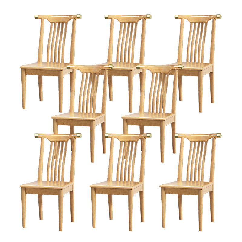 Wood Side Dining Chairs Modern Style Slat Back Armless Chair