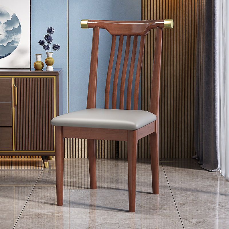 Wood Side Dining Chairs Modern Style Slat Back Armless Chair