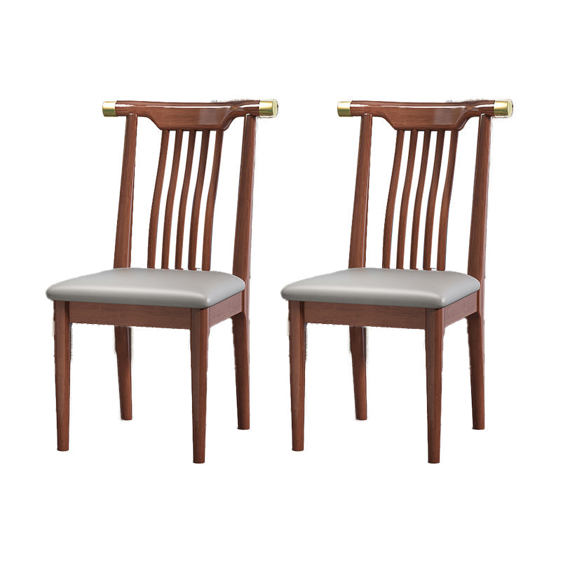 Wood Side Dining Chairs Modern Style Slat Back Armless Chair