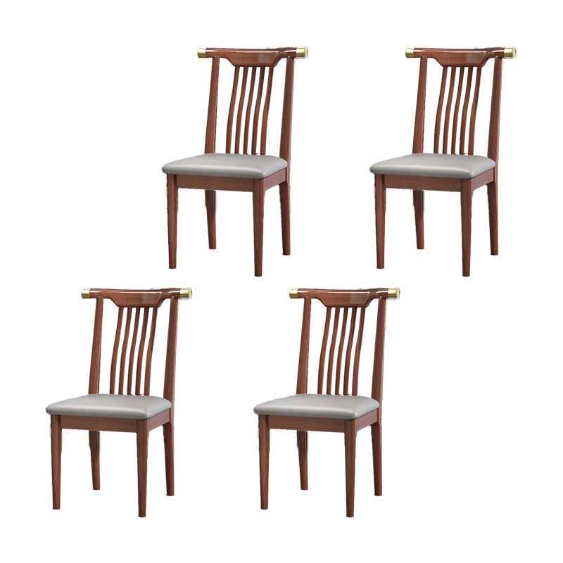 Wood Side Dining Chairs Modern Style Slat Back Armless Chair