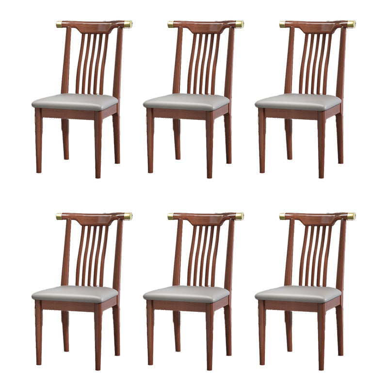 Wood Side Dining Chairs Modern Style Slat Back Armless Chair