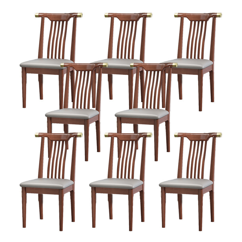 Wood Side Dining Chairs Modern Style Slat Back Armless Chair