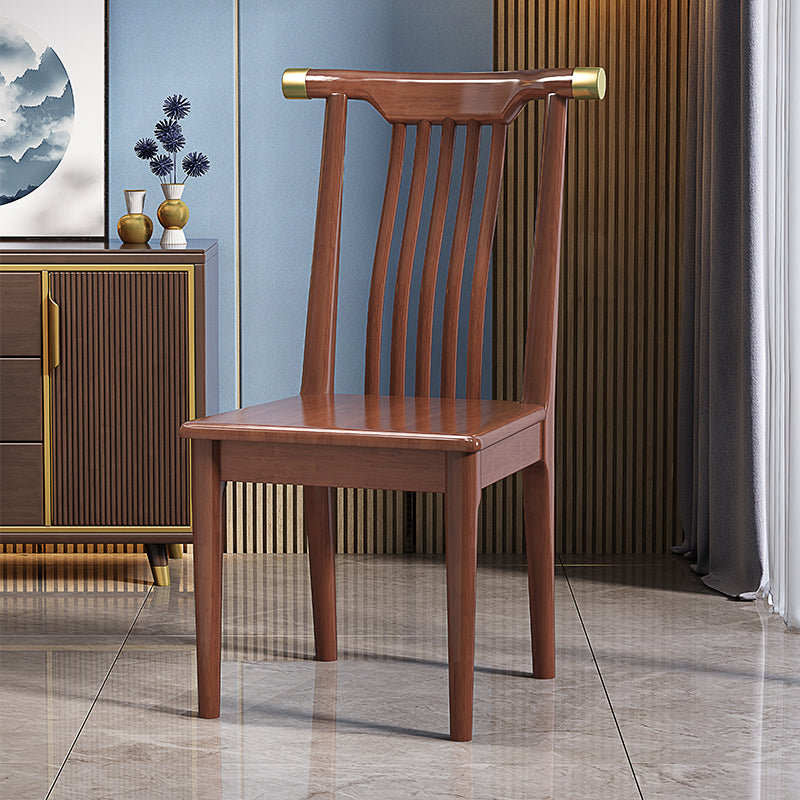 Wood Side Dining Chairs Modern Style Slat Back Armless Chair