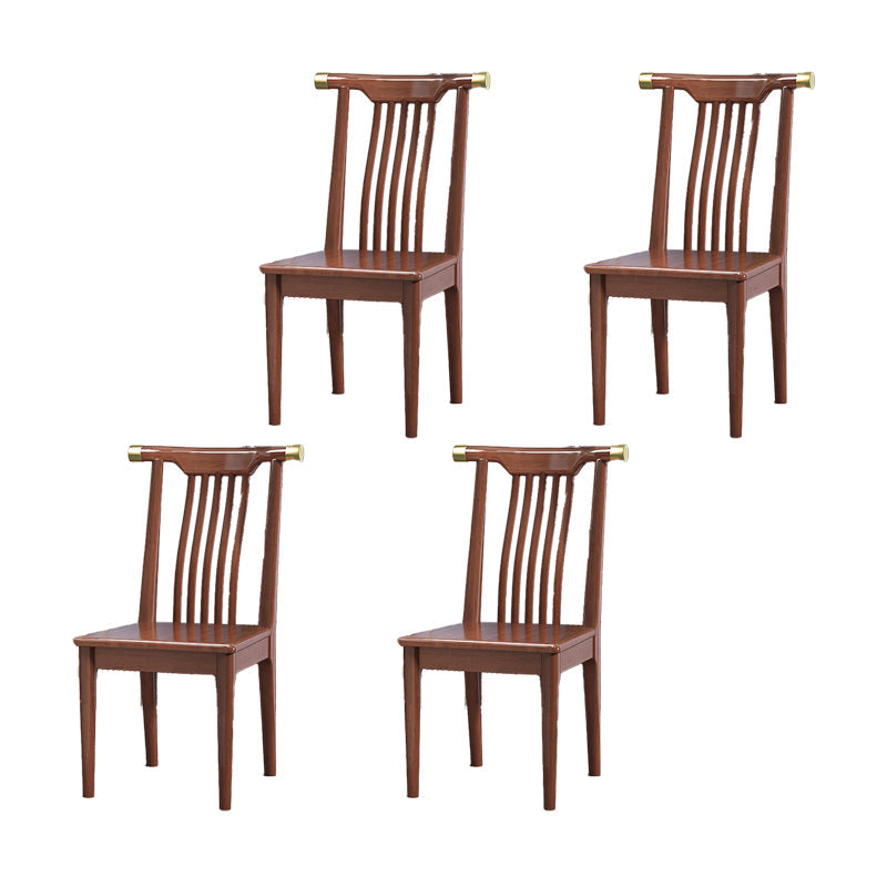 Wood Side Dining Chairs Modern Style Slat Back Armless Chair