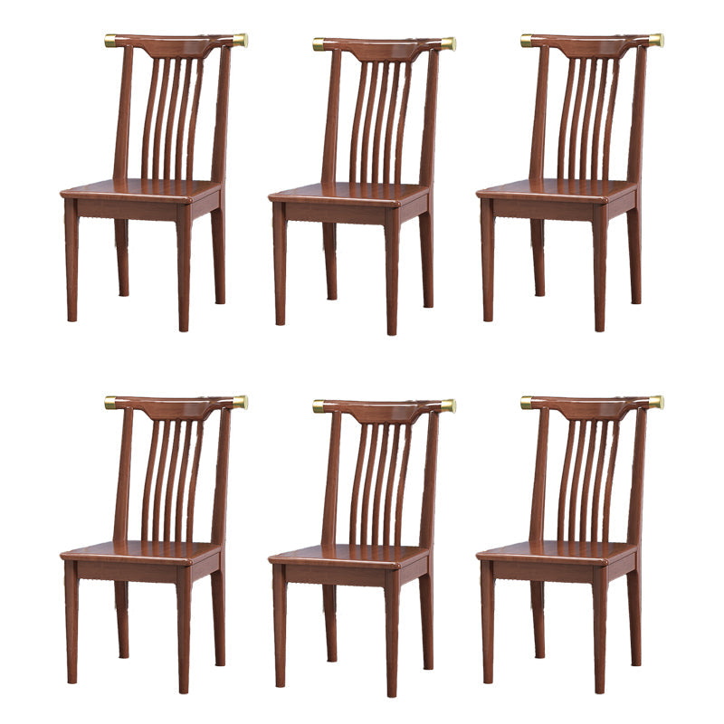 Wood Side Dining Chairs Modern Style Slat Back Armless Chair