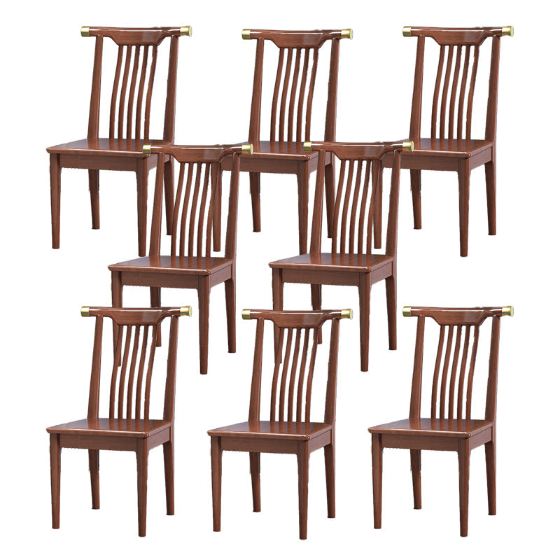 Wood Side Dining Chairs Modern Style Slat Back Armless Chair