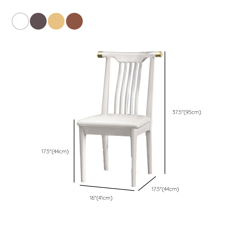 Wood Side Dining Chairs Modern Style Slat Back Armless Chair