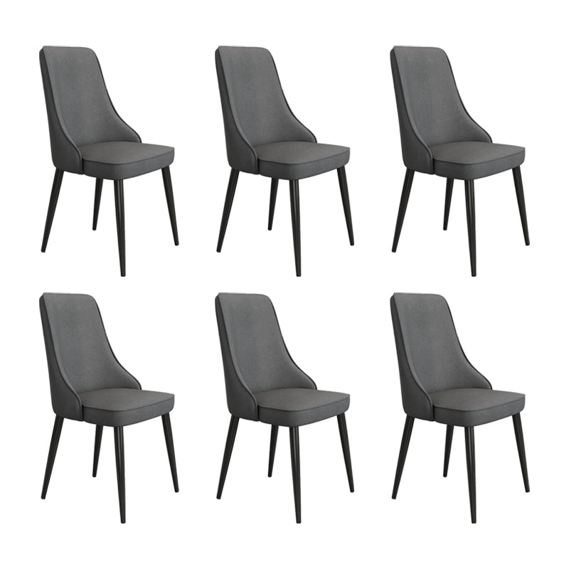 Fabric Dining Side Chair Modern Parsons Armless Chair for Dining Room Dark Gray 6 Piece Set Black Clearhalo 'Dining Chairs' 'Dining Tables & Seating' 'dining_chair' 'furn' 'furn_dining_chair' 'Furniture' 'Kitchen & Dining Furniture' 7143798